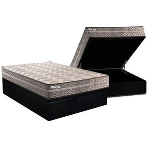 Conjunto Box Baú Casal: Colchão Espuma Paropas D45 Pasquale Plus Gray + Base Crc Suede Black (138x188)