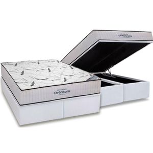 Conjunto Box Baú King: Colchão Espuma Ortobom D45 Hight Foam Hr + Base Crc Courano White (193x203)
