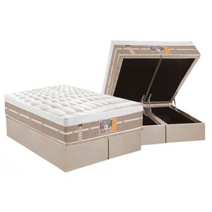 Conjunto Box Baú King: Colchão Espuma Castor Molas Ensacadas Silver Star Air + Base Crc Suede Clean (193x203)