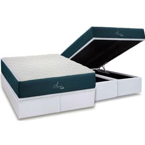 Conjunto Box Baú King: Colchão Molas Polar Ensacadas Aquariuns + Base Crc Courano White (193x203)