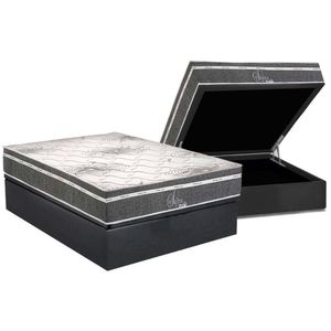 Conjunto Box Baú Casal: Colchão Molas Polar Superlastic Safira + Base Crc Suede Gray (138x188)