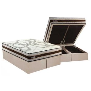 Conjunto Box Baú King: Colchão Molas Paropas D45 Resiste Hotel Douface + Base Crc Suede Clean (193x203)