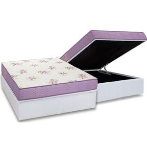 Conjunto Box Baú Casal: Colchão Molas Ortobom D23 Physical Super Resistente Bordado + Base Crc Courano White (138x188)
