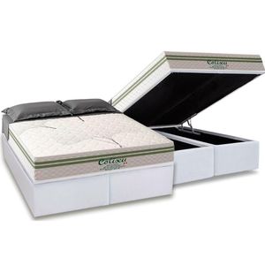 Conjunto Box Baú King: Colchão Molas Paropas Ensacadas Coliseu + Base Crc Suede White (193x203)