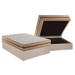 Conjunto Box Baú Casal: Colchão Molas Paropas Ensacadas Basic + Base Crc Suede Clean (138x188)