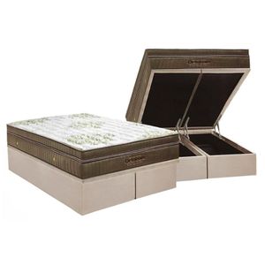 Cama Box Baú Queen: Colchão Molas Superpocket Ensacadas Ortobom Gold Ultra Gel + Base Crc Suede Clean (158x198)