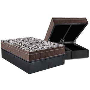 Cama Box Baú Queen: Colchão Molas Superpocket Ensacadas Ortobom Physical + Base Crc Suede Gray (158x198)
