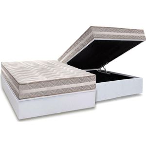 Conjunto Box Baú Casal: Colchão Molas Paropas D33 D45- Pro Sono Double Face Prata + Base Crc Courano White (138x188)