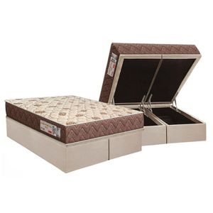 Cama Box Baú Queen: Colchão Espuma D33 Orthoflex Comfortpedic + Base Crc Suede Clean (158x198)