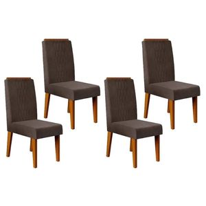 Cadeira Sala De Jantar Lia Kit 4 Un Freijó Suede Moca