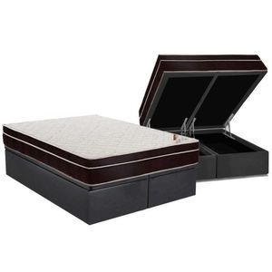 Cama Box Baú Queen: Colchão Anatômico Ortobom Exclusive + Base Crc Suede Gray (158x198)