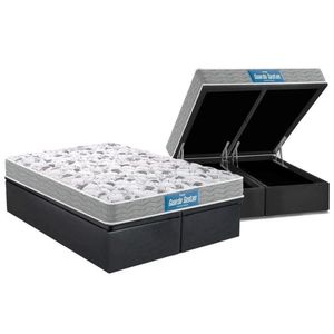 Cama Box Baú King: Colchão Ortopédico Probel D45 Guarda Costas Próextreme + Base Crc Suede Gray (193x203)
