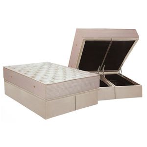 Cama Box Baú King: Colchão Molas Superpocket Ensacadas Ortobom Orthotel Superluxo + Base Crc Suede Clean (186x198)