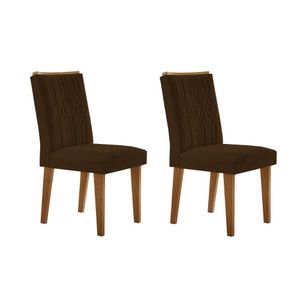 Kit 2 Cadeiras Sala Jantar Alegra 2 Un Madeira Capuccino Suede Marrom Rufato