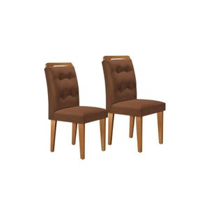 Kit 2 Cadeiras Sala Jantar Imperatriz 2 Un Madeira Capuccino Suede Marrom Rufato