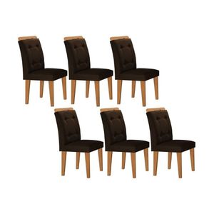 Kit 2 Cadeiras Sala Jantar Imperatriz 6 Un Capuccino Suede Marrom Rufato