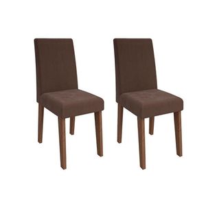 Kit 2 Cadeiras Sala Jantar Milena 2 Un Savana-nature Suede Joli Chocolate Cimol