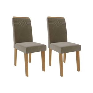 Kit 2 Cadeiras Sala Jantar Taís 2 Un Nature Suede Joli Chocolate Cimol