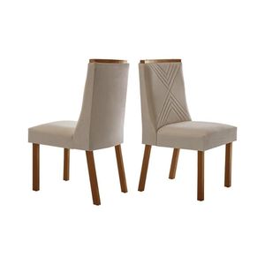 Kit 2 Cadeiras Sala Jantar Montreal 2 Un Imbuia Suede Creme Rufato
