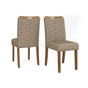 Kit 2 Cadeiras Sala Jantar Julia Freijó Suede Kraft Bege