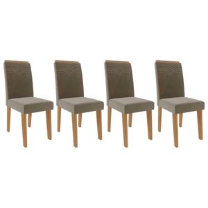 Kit 4 Cadeiras Sala Jantar Taís 4 Un Nature Suede Joli Chocolate Cimol