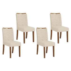 Kit 4 Cadeiras Sala Jantar Julia 4 Un Freijo Linho Neve