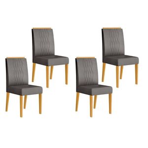 Kit 4 Cadeiras Sala Jantar Lia 4 Un Cedro Suede Lunar