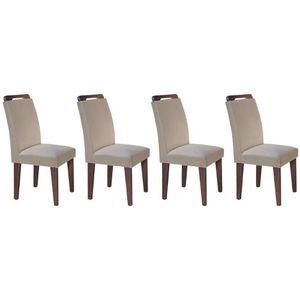 Kit 4 Cadeiras Sala Jantar Athenas 4 Un Cafe Linho Turim Bege Rufato
