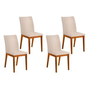 Kit 4 Cadeiras Sala Jantar Vitória 4 Un Ipe Suede Creme