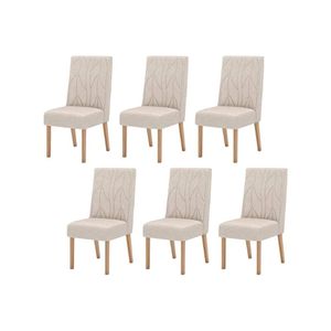 Kit 6 Cadeiras Sala Jantar Eloá 6 Un Nature Suede Light Linho