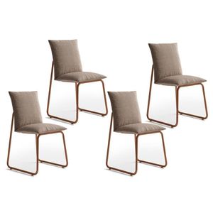 Kit 4 Cadeiras Sala Jantar Soft 1750 4 Uni Rose Linho Areia Carraro