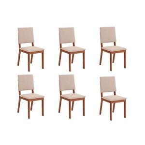 Kit 6 Cadeiras Sala Jantar Talia 6 Un Freijo Suede Creme