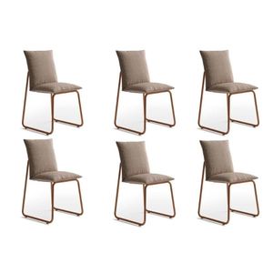 Kit 6 Cadeiras Sala Jantar Soft 1750 6 Uni Rose Linho Areia Carraro