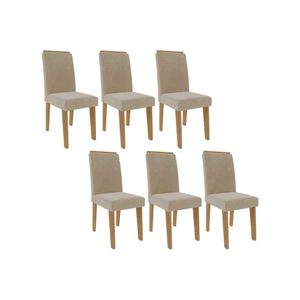 Kit 6 Cadeiras Sala Jantar Taís 6 Un Savana Nature Suede Nude Bege Cimol