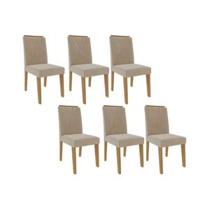 Kit 6 Cadeiras Sala Jantar Nicole 6 Un Madeirado Suede Nude Bege Cimol