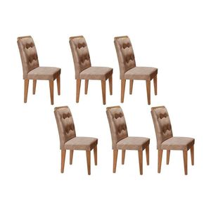 Kit 6 Cadeiras Sala Jantar Imperatriz 6 Un Casal Suede Capuccino Rufato