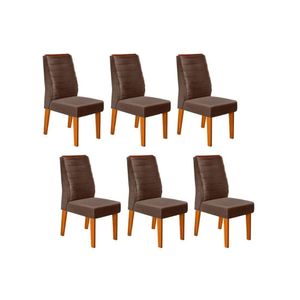 Kit 6 Cadeiras Sala Jantar Ondina 6 Un Freijó Suede Moca