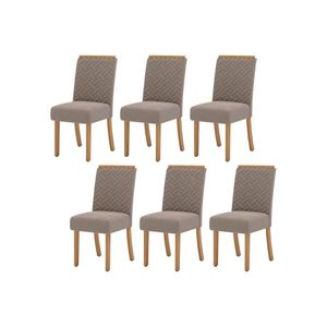 Kit 6 Cadeiras Sala Jantar Malu 6 Un Nature Suede Light Marrom Amendoa