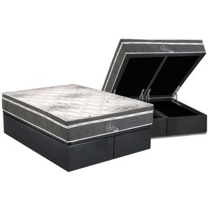 Conjunto Box Baú Queen: Colchão Molas Polar Ensacadas Safira + Base Crc Suede Gray (158x198)