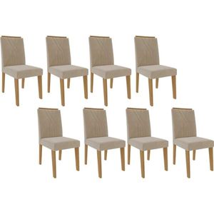 Kit 8 Cadeiras Sala Jantar Nicole 8 Un Savana Nature Suede Nude Bege Cimol