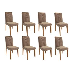 Kit 8 Cadeiras Sala Jantar Nicole 8 Un Nature Suede Joli Chocolate Cimol