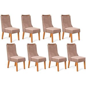 Kit 8 Cadeiras Sala Jantar Jade 8 Un Carvalho Nobre Suede Kraft