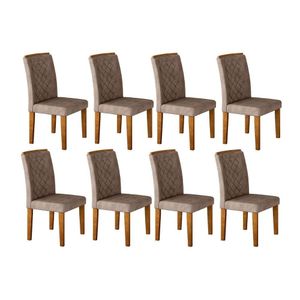 Kit 8 Cadeiras Sala Jantar Jade 8 Un Imbuia Suede Capuccino Rufato
