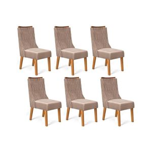 Kit 6 Cadeiras Sala Jantar Jade 6 Un Carvalho Nobre Suede Kraft