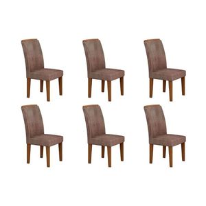 Kit 6 Cadeiras Sala Jantar Lunara 6 Un Imbuia Suede Capuccino Rufato