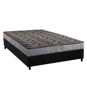 Conjunto Box Casal: Colchão Espuma Paropas Compact Ag 65 - D23 Royalle Rústico Prata + Base Crc Suede Black (138x188)