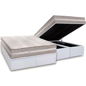 Conjunto Box Baú Queen: Colchão Espuma Paropas D33 D45- Pro Sono Double Face Prata + Base Crc Courano White (158x198)