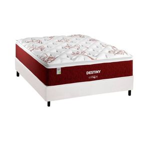 Conjunto Box Casal: Colchão Molas Plumatex Superlastic Destiny + Base Crc Courano White (138x188)