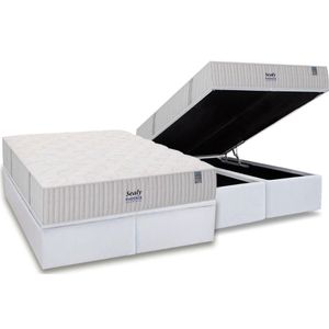 Conjunto Box Baú Queen: Colchão Molas Sealy Ensacadas Phoenix + Base Crc Courano White (158x198)