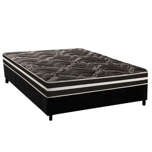 Conjunto Box Casal: Colchão Anatômico Paropas D28 - Master Ag80 Black Double Face 17 + Base Crc Suede Black (138x188)